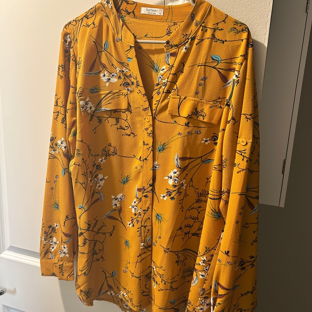 SoTeer Women Button Down Business Work Blouse